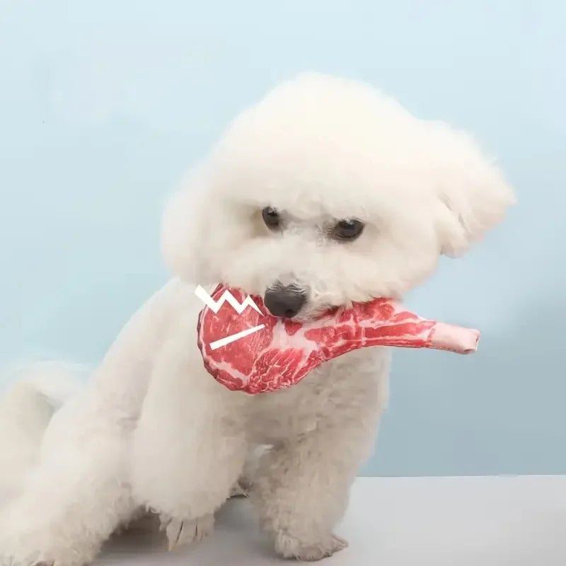 Simulation Squeaky Bone Dog Toy Steak Chew Resistant Soft Carrot Animal Pet Chew Toy for Puppy Training Clean Teeth