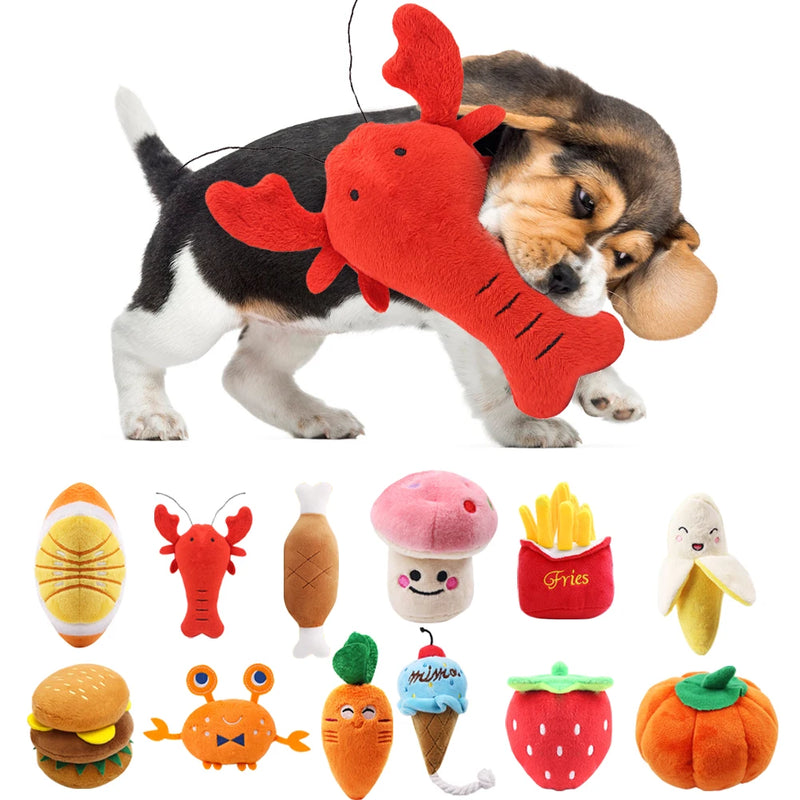 Wallypaw Food & Friends Squeaky Plush Dog Toy