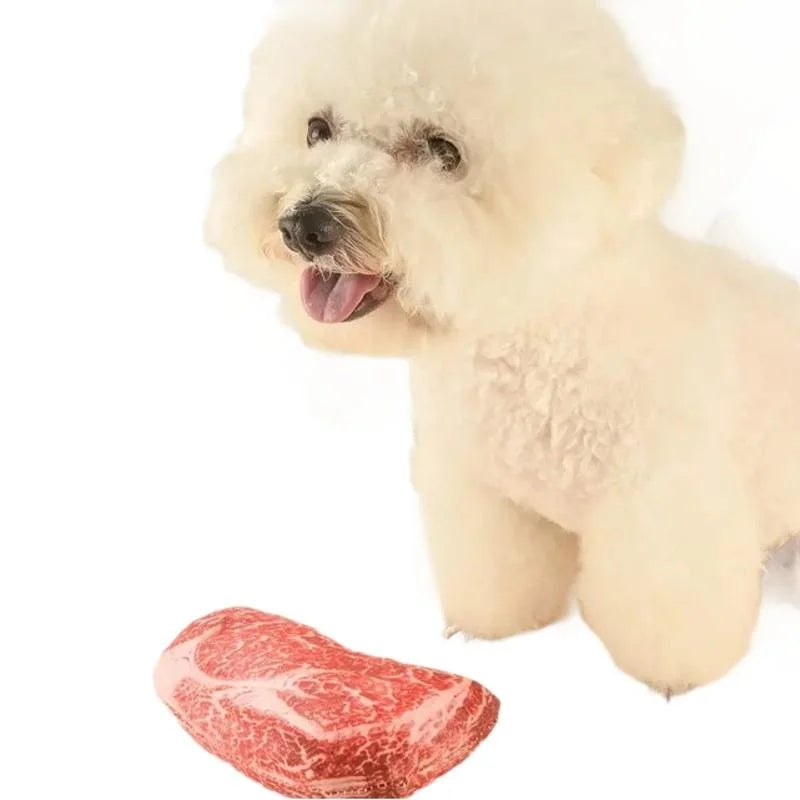 Simulation Squeaky Bone Dog Toy Steak Chew Resistant Soft Carrot Animal Pet Chew Toy for Puppy Training Clean Teeth