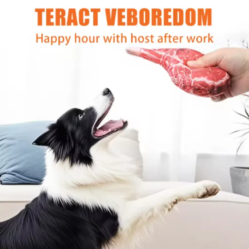 Simulation Squeaky Bone Dog Toy Steak Chew Resistant Soft Carrot Animal Pet Chew Toy for Puppy Training Clean Teeth