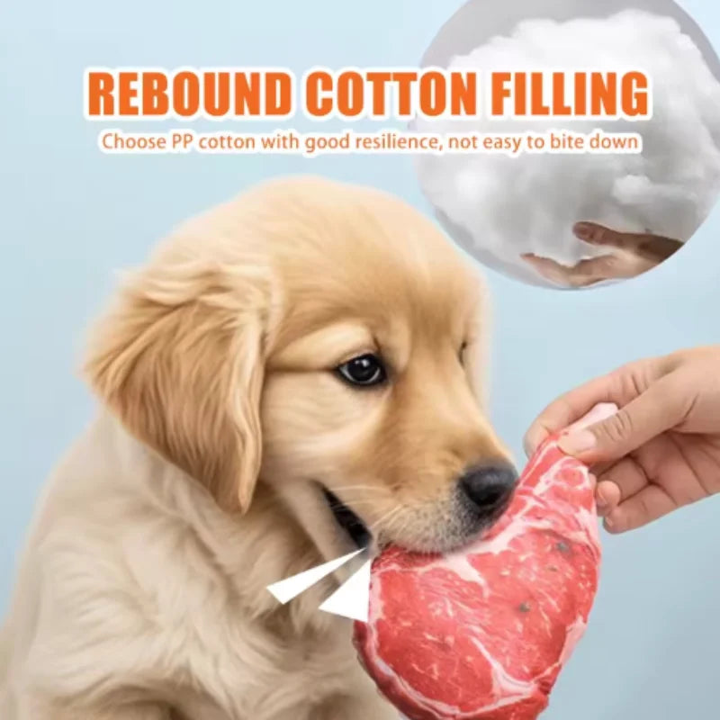 Simulation Squeaky Bone Dog Toy Steak Chew Resistant Soft Carrot Animal Pet Chew Toy for Puppy Training Clean Teeth