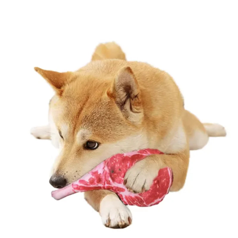 Simulation Squeaky Bone Dog Toy Steak Chew Resistant Soft Carrot Animal Pet Chew Toy for Puppy Training Clean Teeth